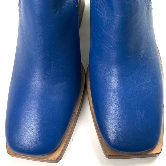 Free People Brady Buckle Blue Leather Ankle Boots - Picture 5 of 10